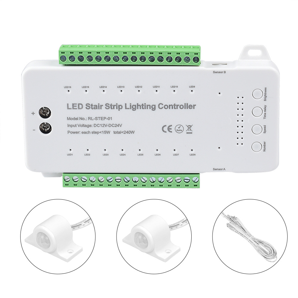 16CH Motion Sensor Stair Lights Indoor LED Light Controller 16CH Motion Sensor Stair Lights Indoor LED Light Controller